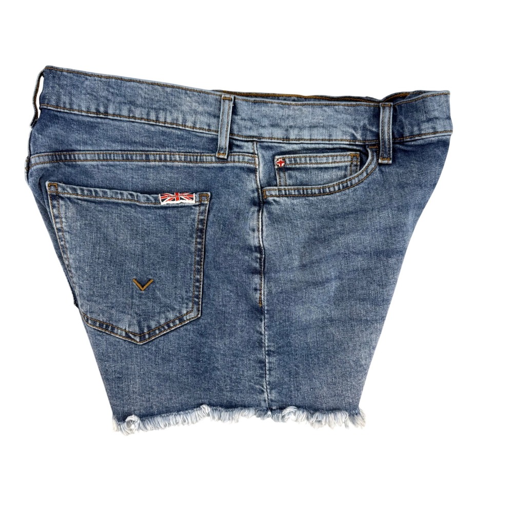 Hudson Jeans Tasmin Blue Frayed Raw Hem Denim Shorts Mid Rise 31 Indie Sleeze